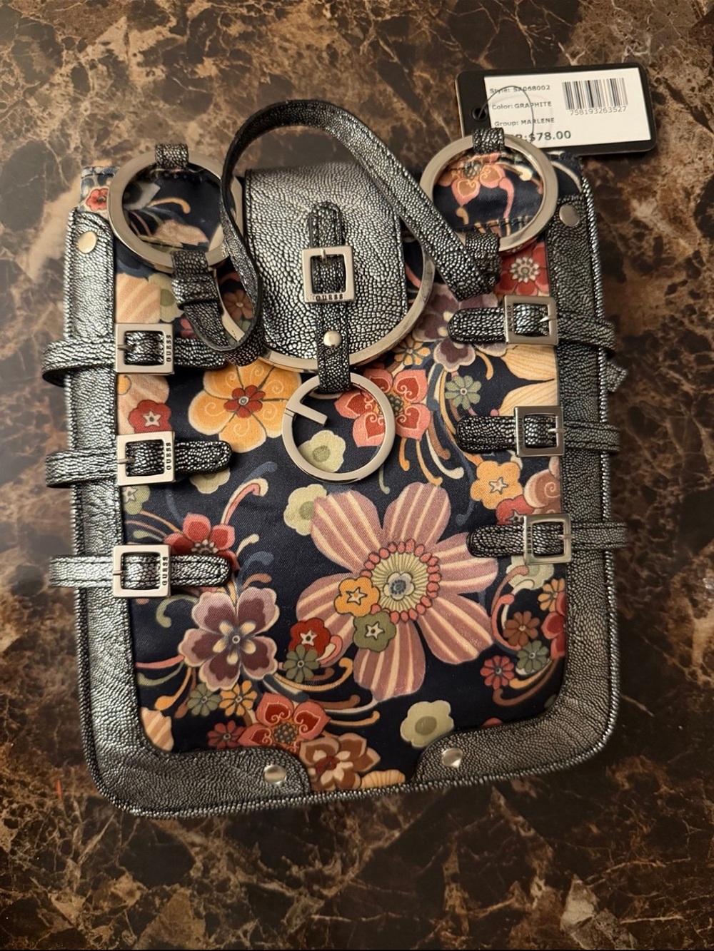 Brand new Guess hand bag with tag Marlene Graphite